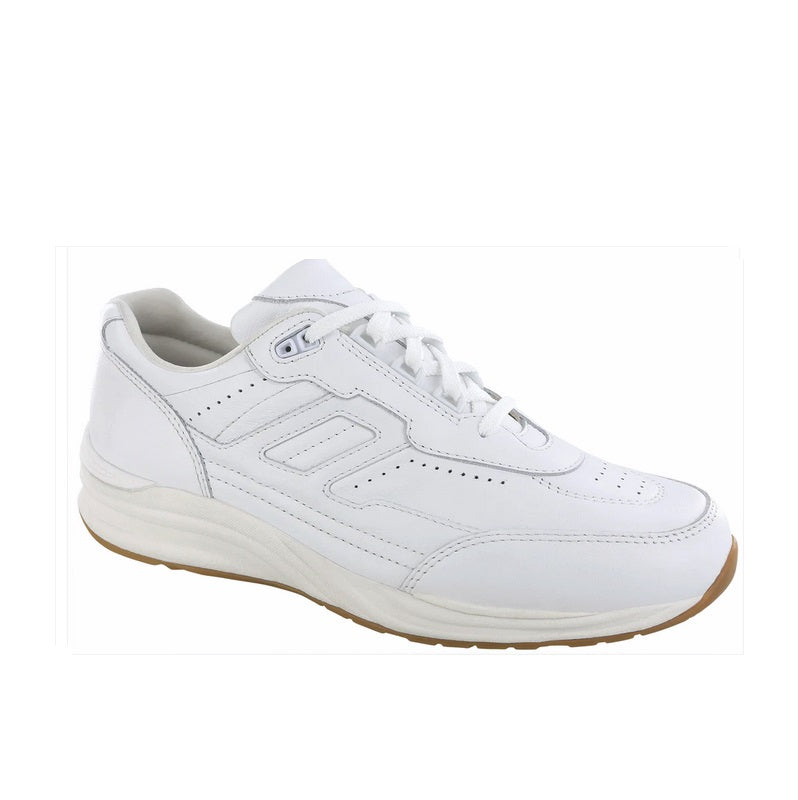 Allen's Bootery Journey II chalk white leather walking shoe with cushioned knit lining and durable comfort outsole