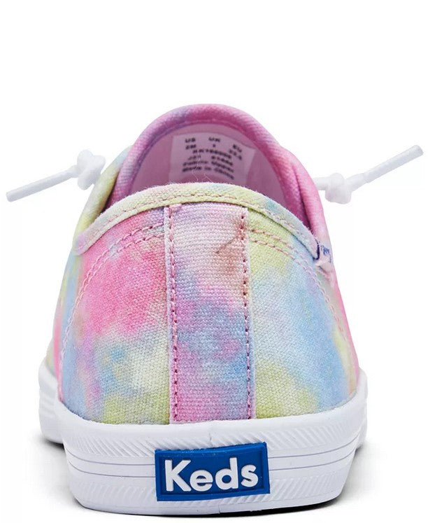 Allen's Bootery Keds Little Kid's Kickstart tie dye canvas sneakers, rear view showing white rubber sole and barrel laces