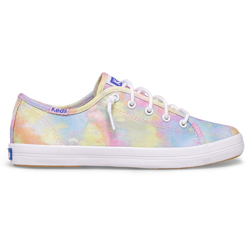 Allen's Bootery Keds Kickstart big kid's canvas sneakers in a pastel tie dye print with white laces and rubber sole