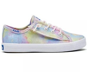Allen's Bootery Keds Kickstart Jr. tie dye canvas sneakers for toddlers with white rubber soles and barrel laces