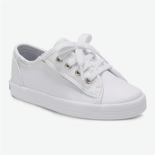 Allen's Bootery Keds Kickstart Jr white toddler sneaker with hook and loop closure and memory foam footbed