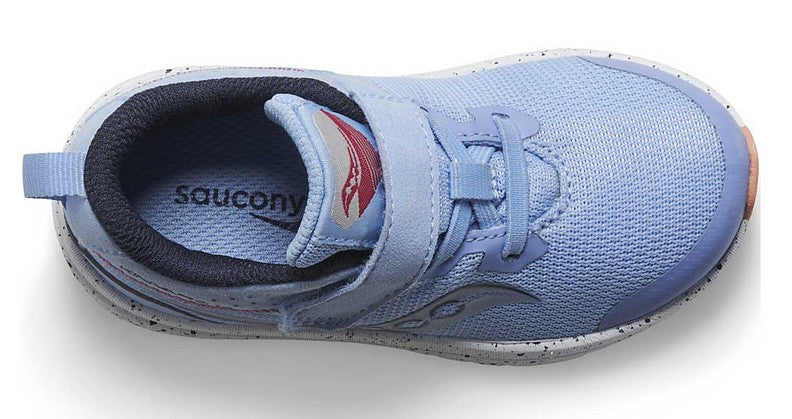 Allen's Bootery light blue Saucony Kinvara 14 A/C toddler running shoe with hook and loop closure and mesh upper