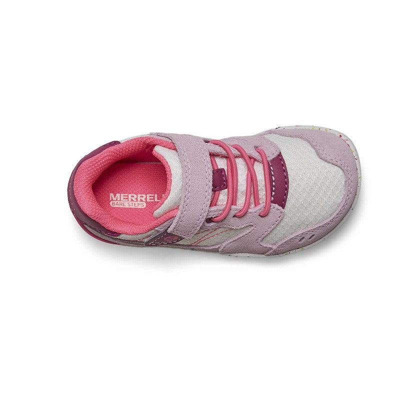 Allen's Bootery toddler Baresteps A83 sneaker in lilac and berry with hook and loop closure and wide toe box