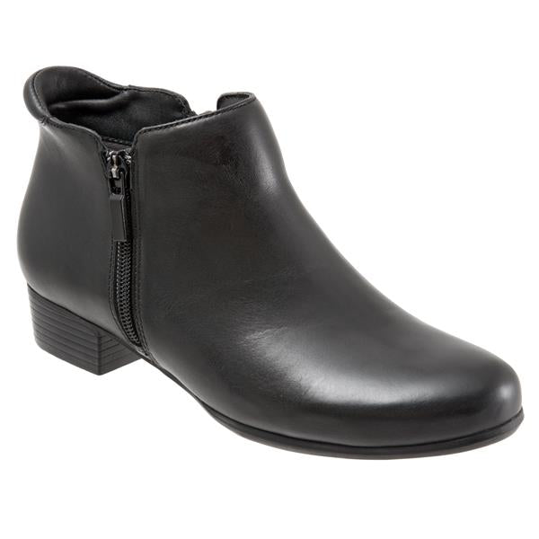 Allen's Bootery Major black leather ankle boot with dual side zippers and a comfortable padded heel collar