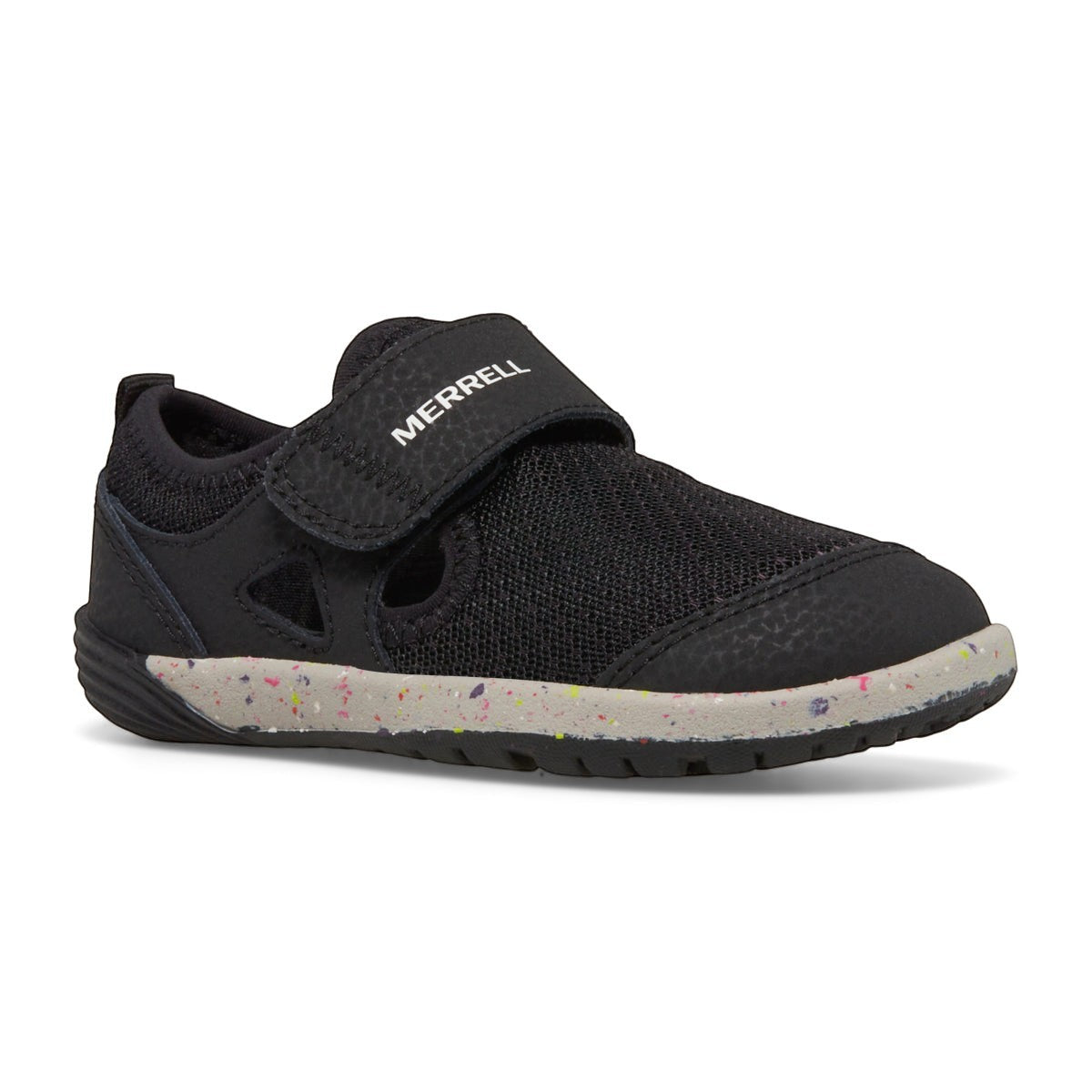 Allen's Bootery Merrell Bare Steps H2O black toddler water shoe with wide toe box and hook-and-loop closure