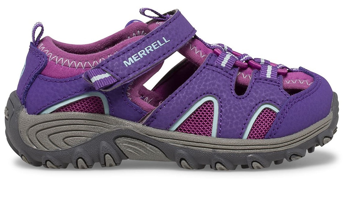 Allen's Bootery Merrell Hydro H2O Hiker toddler sandal in berry purple leather with hook and loop closure