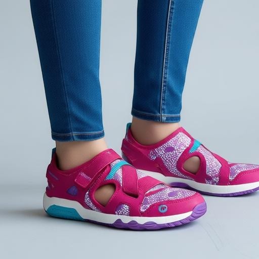 Allen's Bootery Merrell Hydro Free fuchsia water-friendly toddler sandals with cross straps and flexible outsoles.