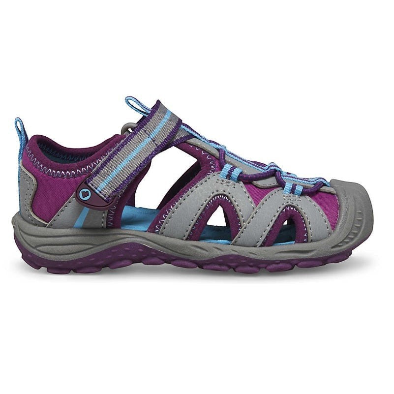 Allen's Bootery Merrell Hydro 2 toddler sandal in grey and berry with water-friendly synthetic upper and grip sole