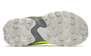 Allen's Bootery MOAB SPEED 2 waterproof kids hiker sneaker showing the grey and neon yellow non-marking rubber outsole