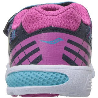 Allen's Bootery SY-GIRLS BABY RIDE PRO navy and multi-colored athletic sneaker, rear view showing heel cushioning.