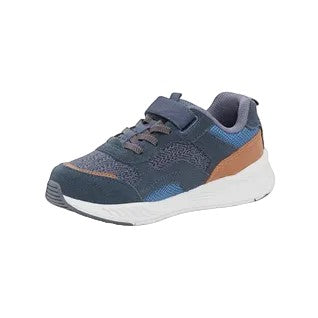 Allen's Bootery Stride Rite Made2Play Brighton navy and orange machine-washable sneaker with hook and loop closure