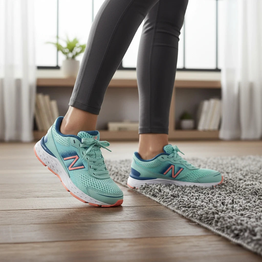 Allen's Bootery New Balance 680 big kid's running shoes in bali blue and ginger pink with mesh and leather upper
