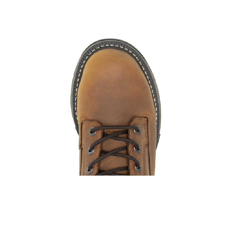 Allen's Bootery ReForce 8-inch waterproof brown leather work boot with CarbonMax composite toe and Goodyear welt.