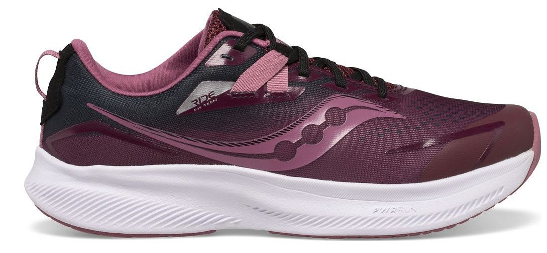 Allen's Bootery Little Kid's RIDE 15 Sundown running shoe in deep purple with a white PWRRUN cushioned sole.