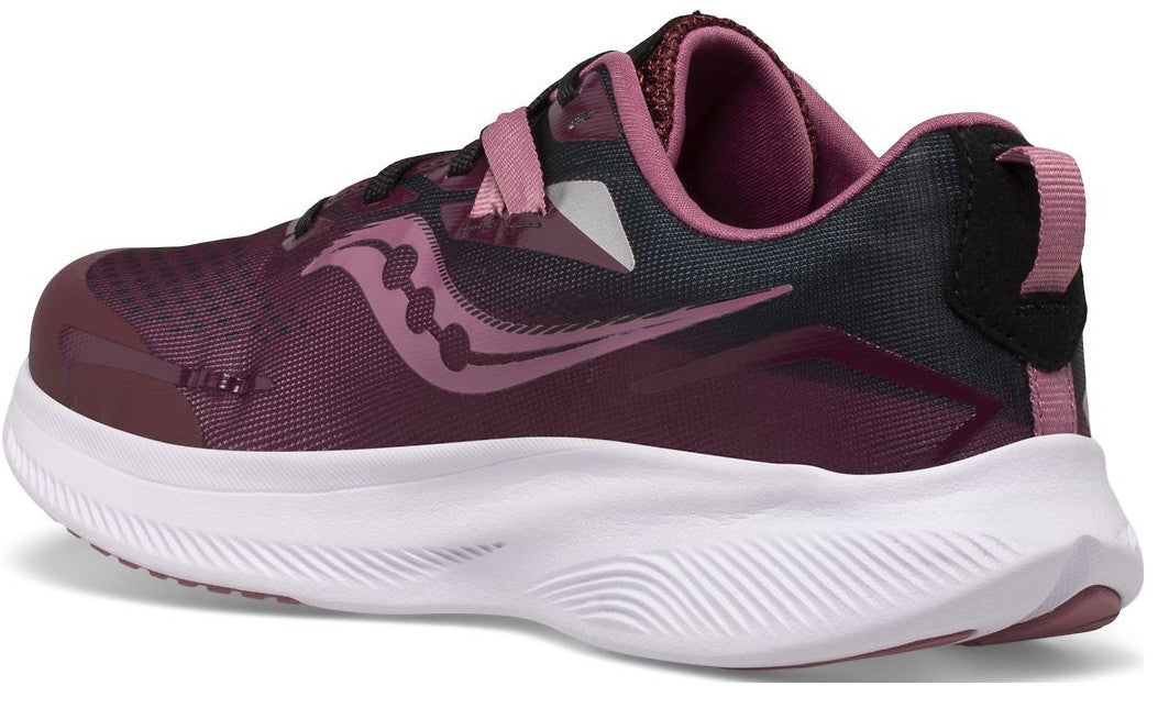 Allen's Bootery Little Kid's RIDE 15 Sundown running shoe in deep purple with a white PWRRUN cushioned sole