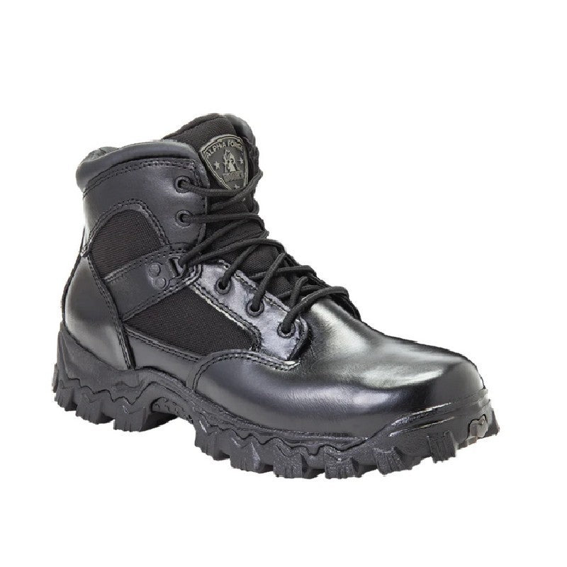 Allen's Bootery Rocky Alpha Force black leather and nylon waterproof composite toe work boot with rugged outsole