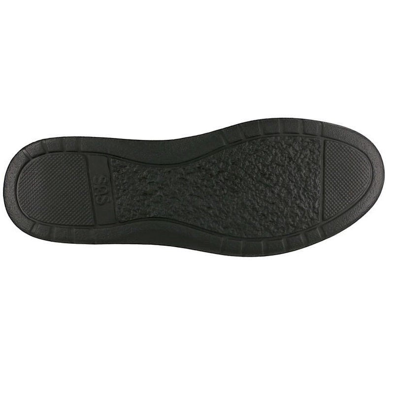 Allen's Bootery SAS Freetime black walking shoe rubber outsole with textured grip pattern and SAS branding