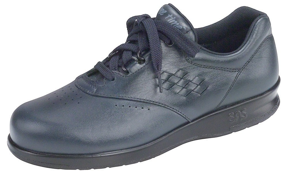 Allen's Bootery SAS Freetime navy leather walking shoe with EZ Lace system and shock-absorbing sole