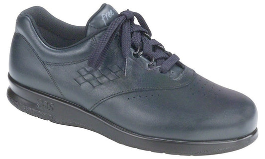 Allen's Bootery SAS Freetime navy leather walking shoe with cushioned sole and EZ Lace system.
