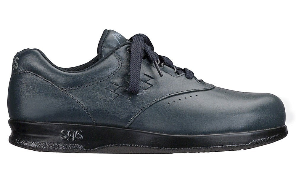 Allen's Bootery SAS Freetime navy blue leather walking shoe with cushioned sole and EZ Lace system