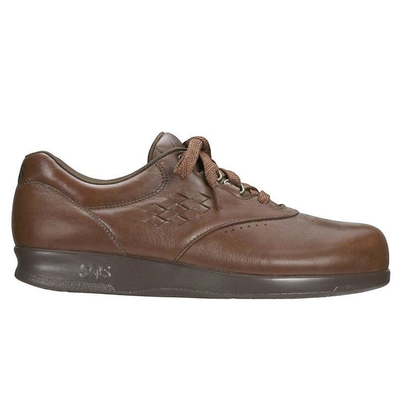Allen's Bootery SAS Freetime walking shoe in teak brown leather with a cushioned sole and lace-up closure.