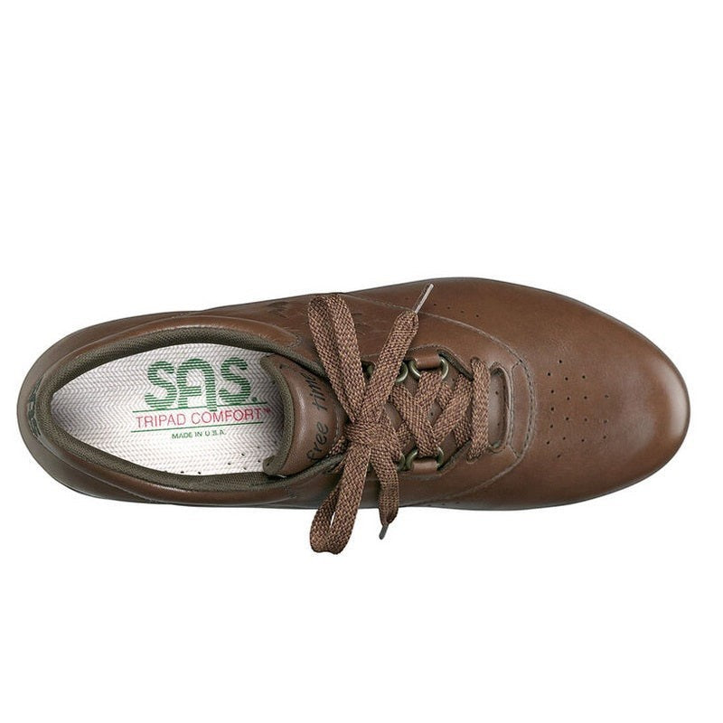 Allen's Bootery SAS Freetime walking shoe in teak brown leather with EZ Lace system and cushioned footbed