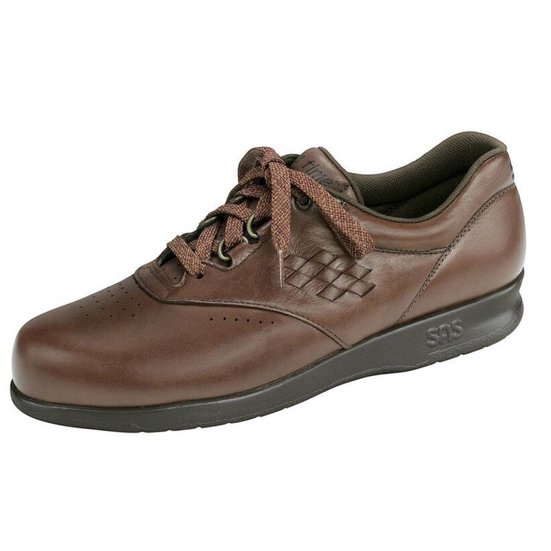 Allen's Bootery SAS Freetime teak brown leather walking shoe with EZ Lace system and shock-absorbing sole