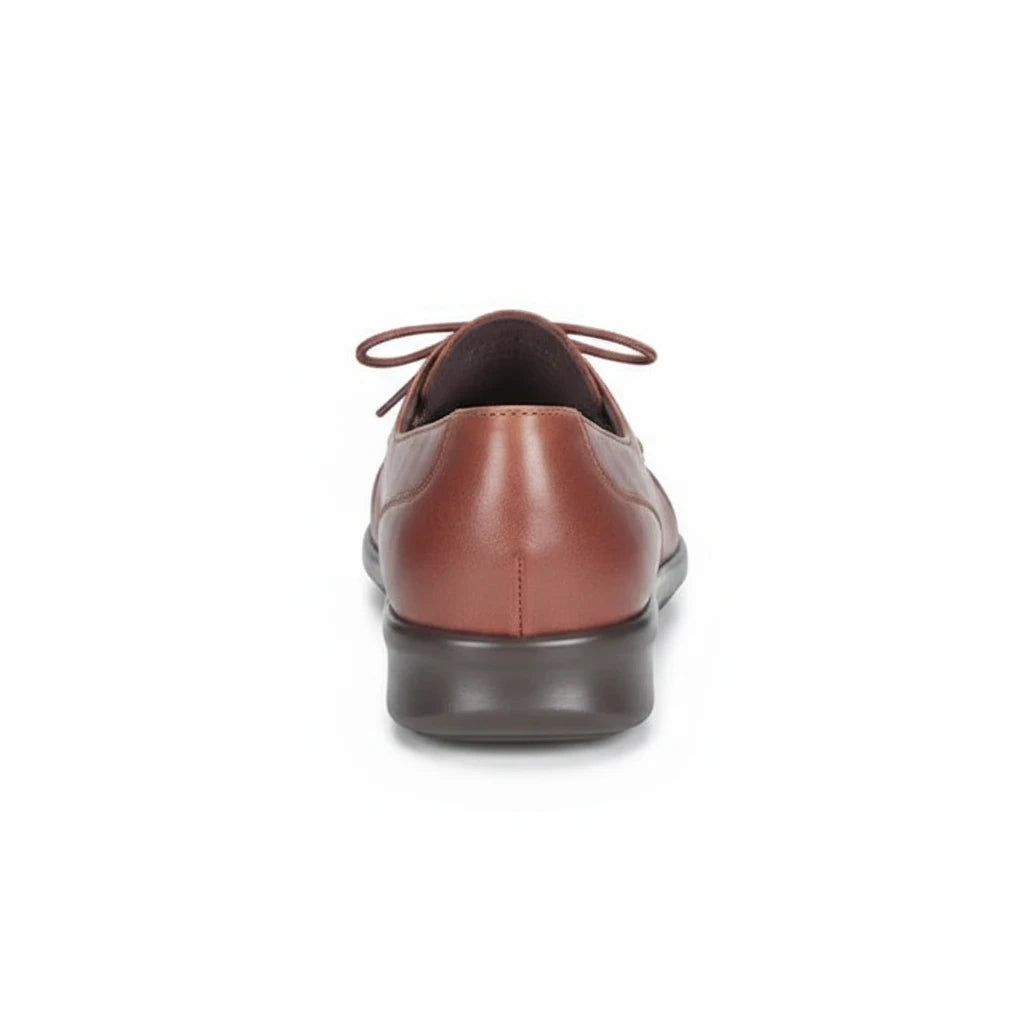 Allen's Bootery SAS Petra tan leather loafers viewed from the back showing the cushioned sole and lace-up detail.