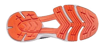 Allen's Bootery Saucony Wind FST sneaker showing the orange and white non-marking rubber outsole tread pattern