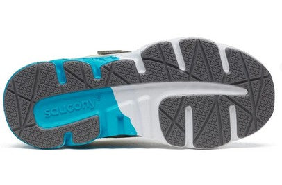 Allen's Bootery Saucony Wind 3.0 grey and green kids sneaker rubber outsole with traction tread