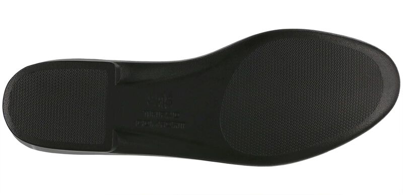 Allen's Bootery Simplify navy moccasin loafer black shock-absorbing polyurethane outsole bottom view