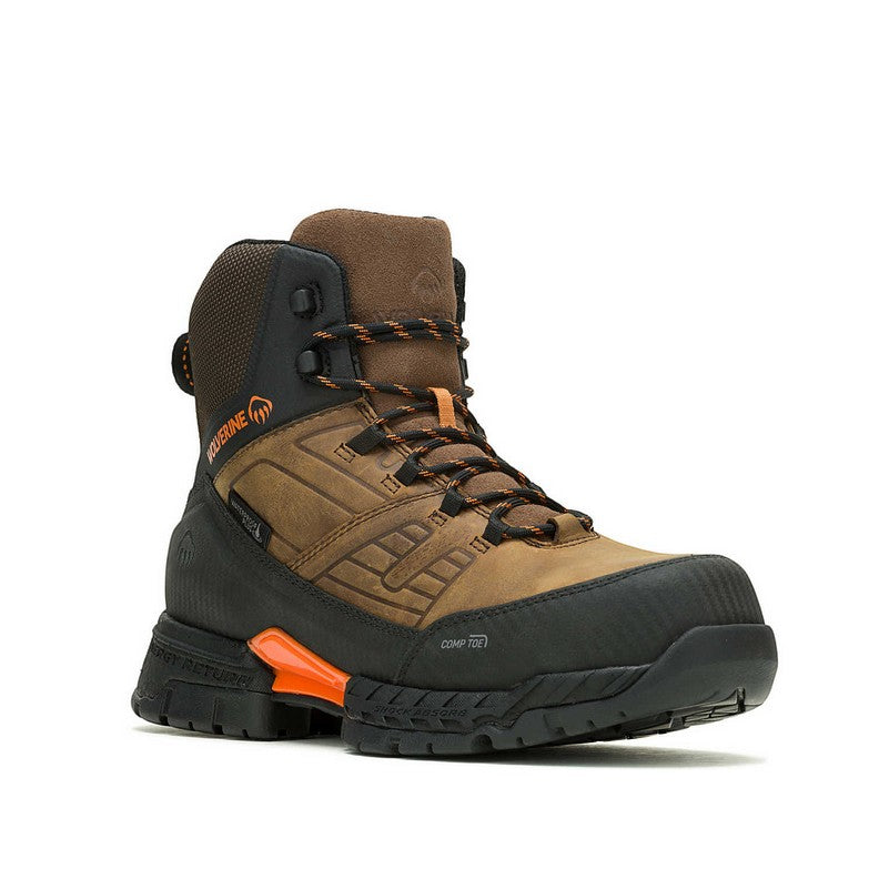 Allen's Bootery Sudan Brown waterproof work boot with composite toe, EnergyBound midsole, and abrasion-resistant trim.