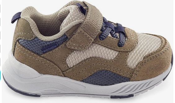 Allen's Bootery taupe Made2Play Brighton kid's adaptable sneaker with hook and loop closure and mesh detailing