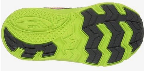 Allen's Bootery infant toddler sneaker outsole featuring green and black non-marking traction pods for superior grip