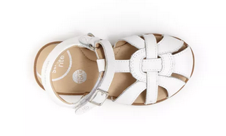 Allen's Bootery Stride Rite Summer Time white closed-toe leather toddler sandal with adjustable buckle strap