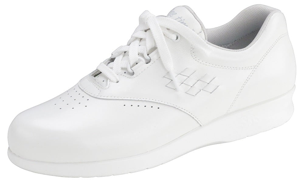 Allen's Bootery white SAS Freetime walking shoe with leather upper, cushioned footbed, and EZ Lace system.