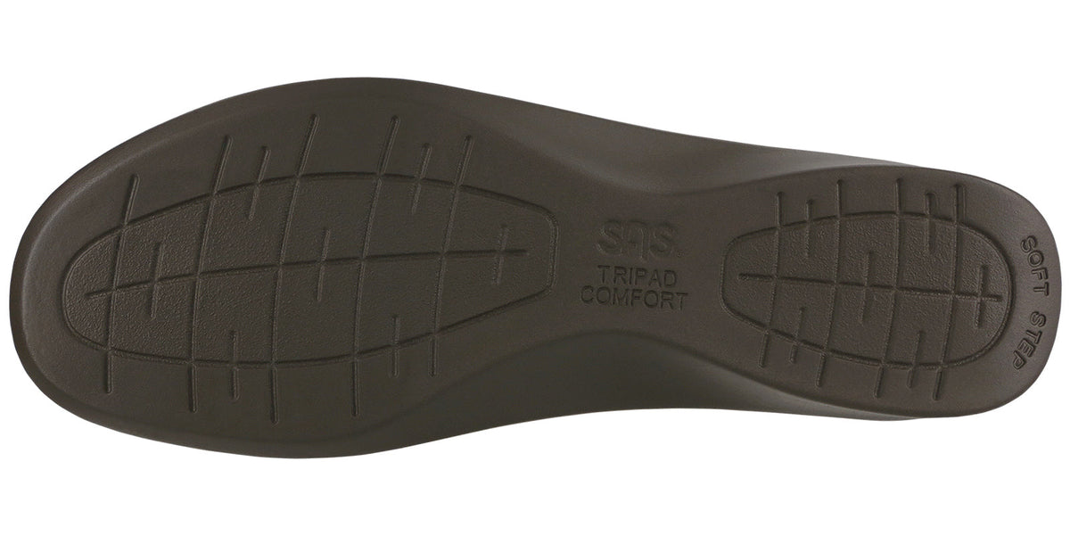 Allen's Bootery Willow walnut moccasin brown polyurethane outsole with TRIPAD comfort technology and tread pattern