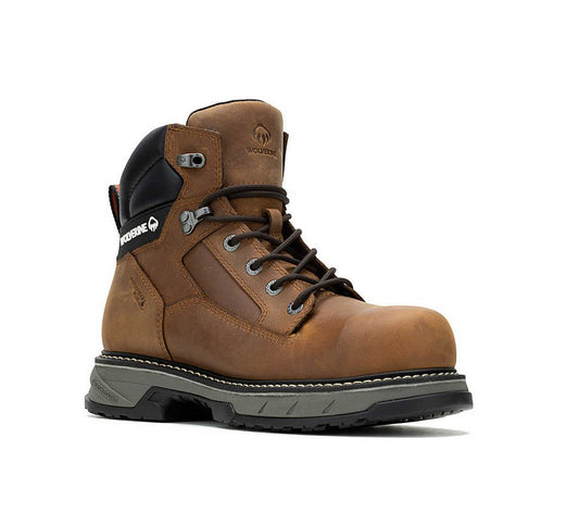 Allen's Bootery Wolverine ReForce 6-inch waterproof brown leather work boot with CarbonMax composite safety toe