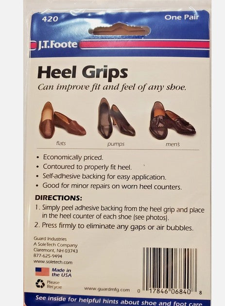 Allen's Bootery self-adhesive heel grips in retail packaging for improved shoe fit and comfort