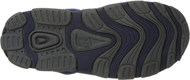 Allen's Bootery Big Kid's Adirondack sandal showing the navy and blue rugged rubber tread pattern on the sole