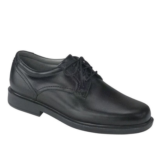Allen's Bootery Ambassador black leather dress shoe with lace-up closure and cushioned sole for orthopedic comfort.