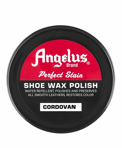 Allen's Bootery Angelus Cordovan shoe wax polish tin for high-gloss leather care and protection