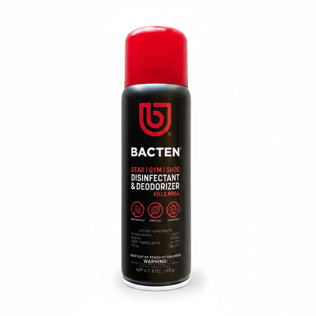 Allen's Bootery Bacten Gear Gym Shoe Disinfectant & Deodorizer spray can with red cap, kills MRSA, 5 oz.