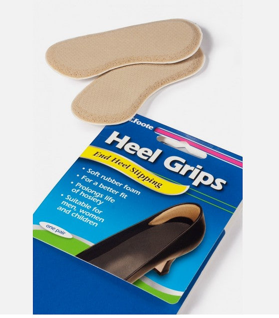 Allen's Bootery beige self-adhesive foam heel grips for shoes to prevent slipping and improve comfort.