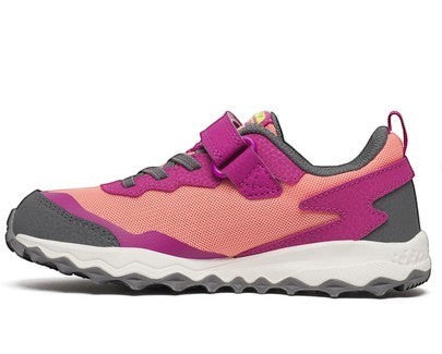 Allen's Bootery Little Kids Peregrine KDZ berry and coral water-repellent trail sneaker with hook-and-loop closure