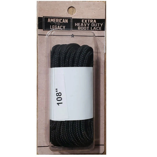 Allen's Bootery American Legacy 108-inch heavy-duty black boot laces in retail packaging