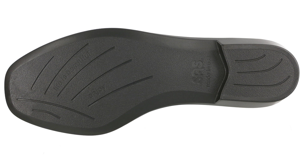 Allen's Bootery black shock-absorbing polyurethane loafer outsole with textured tread and molded branding