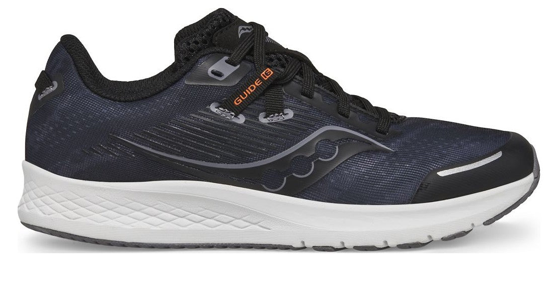 Allen's Bootery Big Kid's Guide 16 black and white mesh running shoe with lace closure and durable rubber outsole
