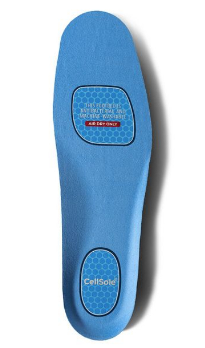 Allen's Bootery blue CellSole comfort insole with honeycomb pressure point technology for customized arch support