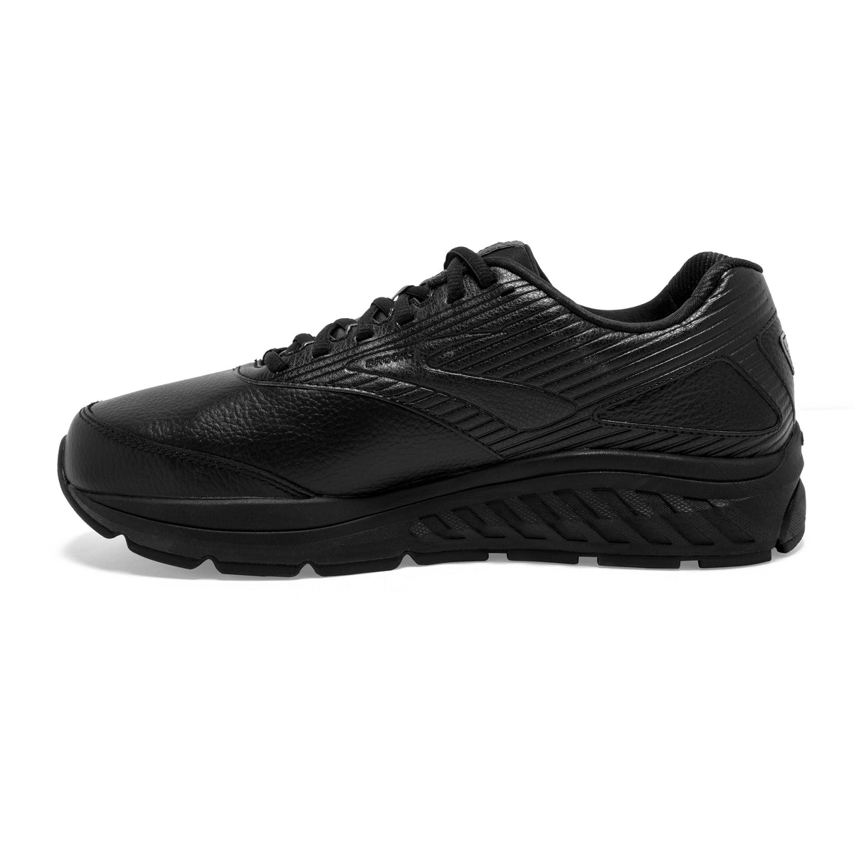 Allen's Bootery Brooks Addiction Walker 2 men's black full-grain leather walking shoe with slip-resistant outsole.